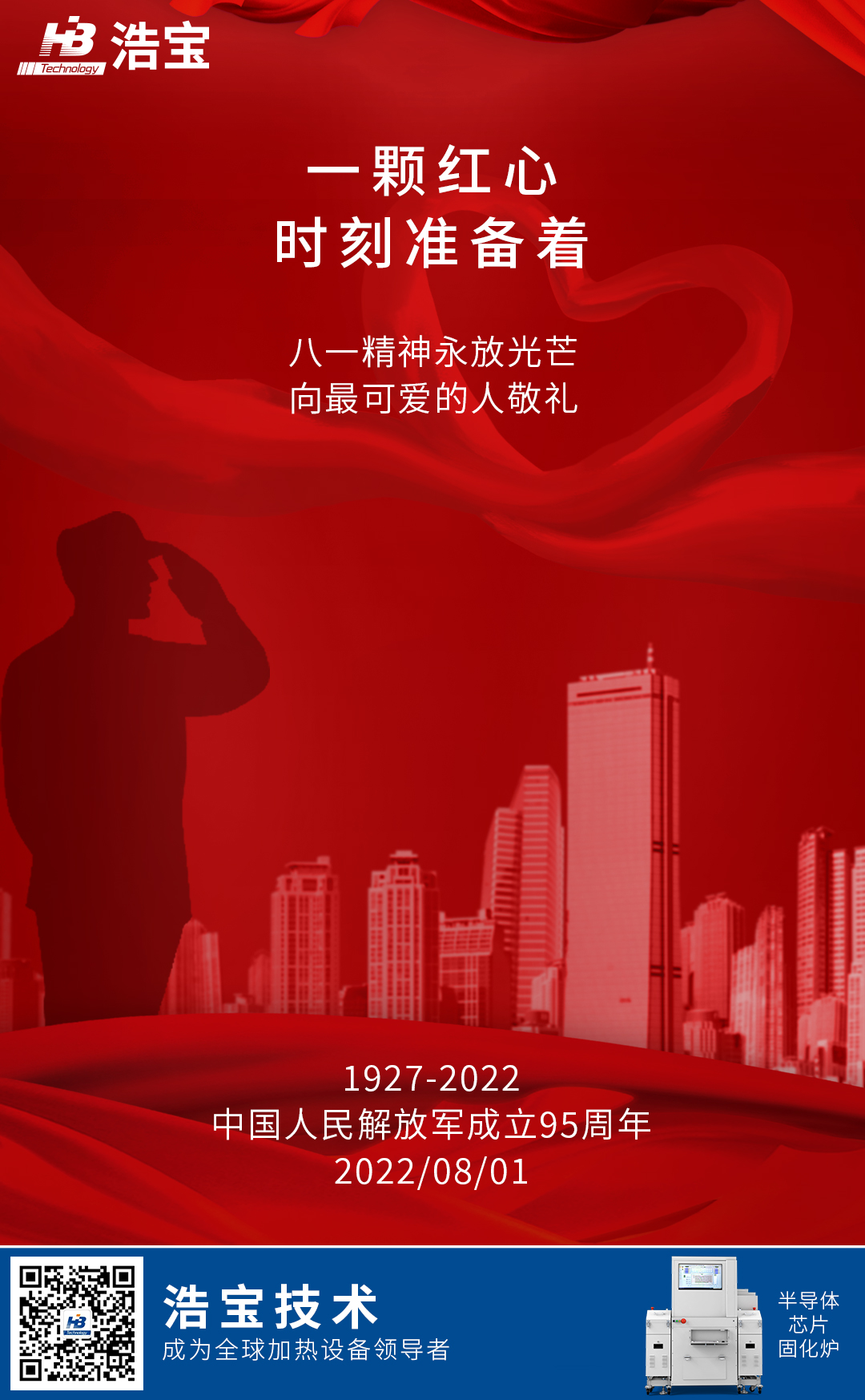 浩寶技術建軍節(jié)海報文案圖片：向最可愛的人致敬！