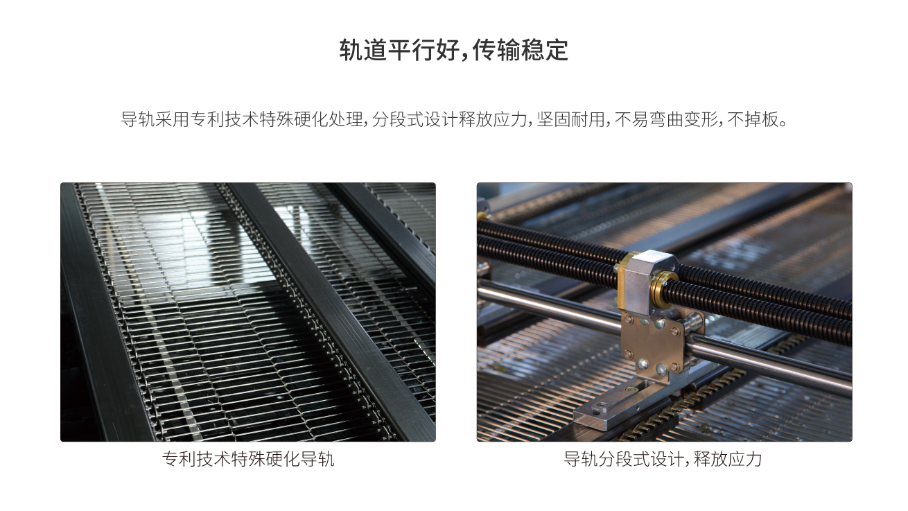 專(zhuān)利技術(shù)硬化導(dǎo)軌，堅(jiān)固耐用，傳輸穩(wěn)定
